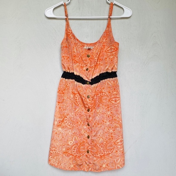 Urban Outfitters Cope Orange Paisley Button Dress - Picture 1 of 6